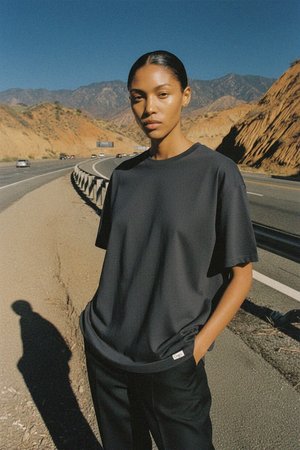 Oversize Crew Neck T-Shirt in Dark Grey