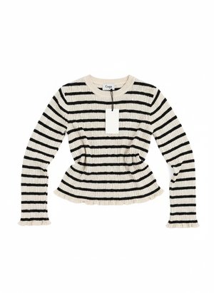 Textured Striped Long Sleeve Knit Top