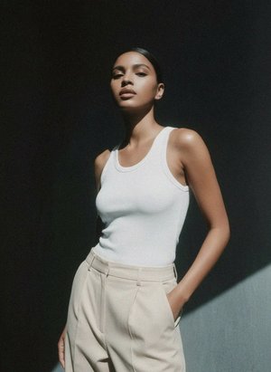 Classic Ribbed White Tank Top