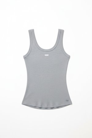 Essential Grey Ribbed Scoop Neck Tank Top