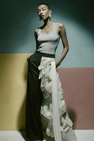 Essential Grey Ribbed Scoop Neck Tank Top