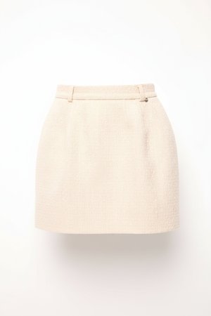 Light Beige Textured Mini Skirt
