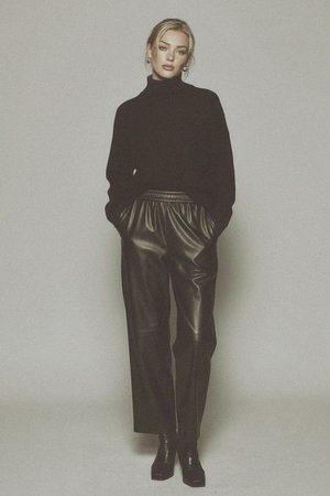 Relaxed Fit Faux Leather Wide-Leg Pants