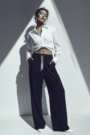 Relaxed Fit Black Long Pants