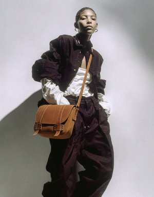 Brown Leather Flap Messenger Shoulder Bag