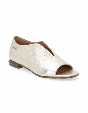 Gold Crinkled Metallic Open-Toe Flat Sandals