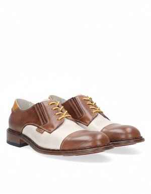 Two-Tone Distressed Leather Lace-Up Shoes