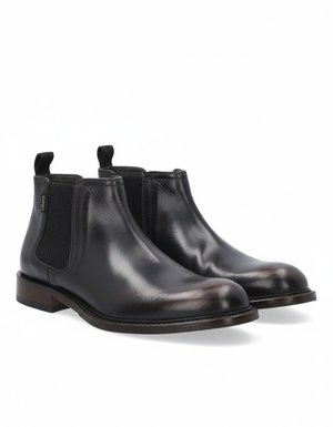 Burnished Black Leather Chelsea Boots