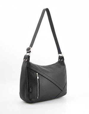 Classic Black Leather Shoulder Bag