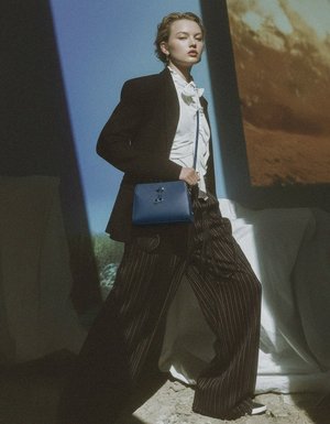 Deep Blue Pebbled Crossbody Bag