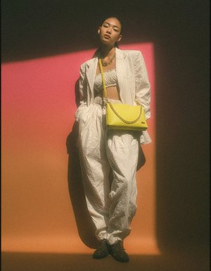 Bright Yellow Crossbody Bag with Gold Chain Detail