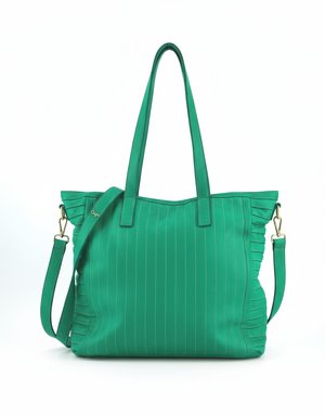 Emerald Green Leather Tote Bag with Detachable Strap