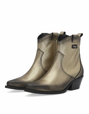 Shimmering Gold Western Ankle Boots
