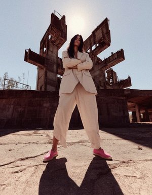 Pink Perforated Slip-On Espadrille Flats