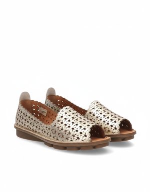 Gold Woven Open-Toe Flat Sandals