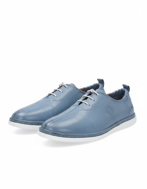 Light Blue Leather Lace-up Shoes