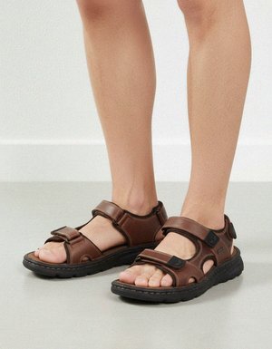 Adjustable Strap Brown Leather Comfort Sandals