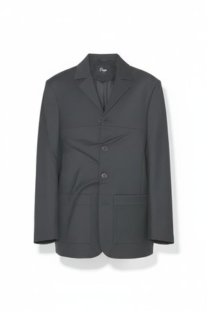 Dark Grey Oversize Blazer with Front Pockets