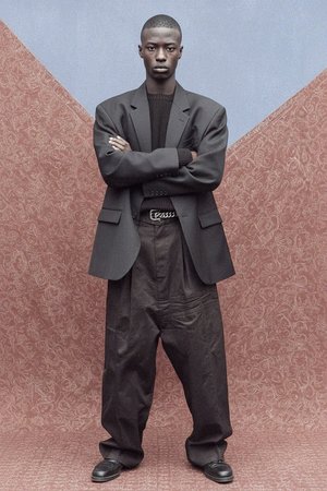 Dark Grey Oversize Blazer with Front Pockets