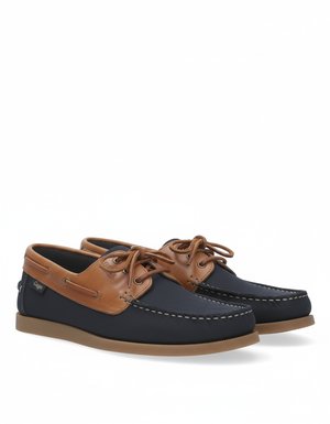Classic Two-Tone Boat Shoes with Leather Lacing