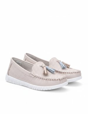 Perforated Loafers with Tassel Detail & Flexible Sole