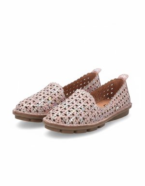 Pink Woven Loafers with Iridescent Detail