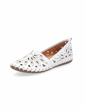 White Perforated Comfort Slip-On Flats