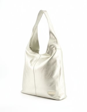 Metallic Silver Hobo Shoulder Bag