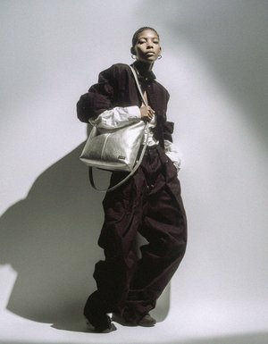 Metallic Silver Hobo Shoulder Bag