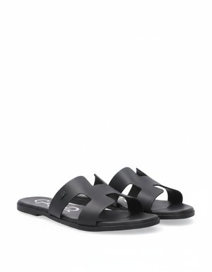Classic Black H-Strap Slide Sandals