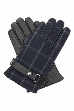 Classic Plaid & Leather Gloves