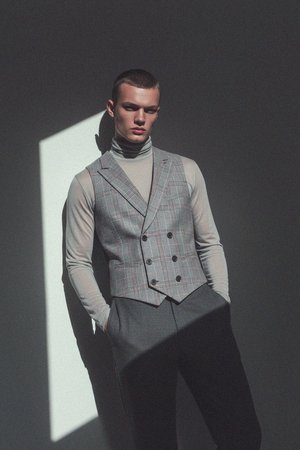 Kraciasta kamizelka dwurzędowa