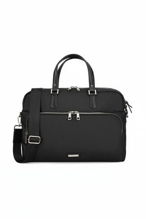 Sleek Black Business Bag with Handles and Shoulder Strap