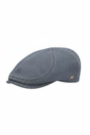 Classic Blue Herringbone Flat Cap