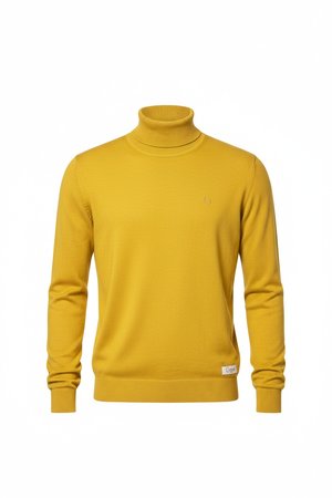 Classic Knit Turtleneck Sweater in Vibrant Yellow