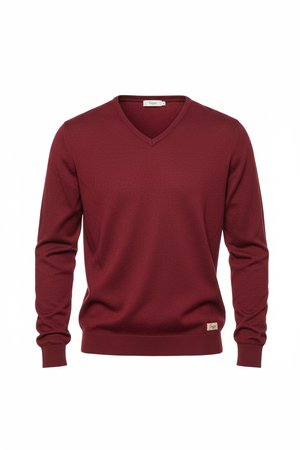 Classic V-Neck Knit Sweater in Rich Red
