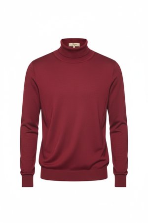 Red Turtleneck Knit Sweater