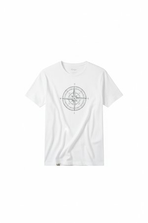 White T-shirt with Compass Graphic Print