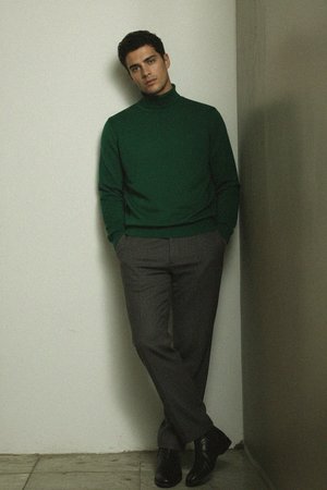 Classic Green Turtleneck Sweater