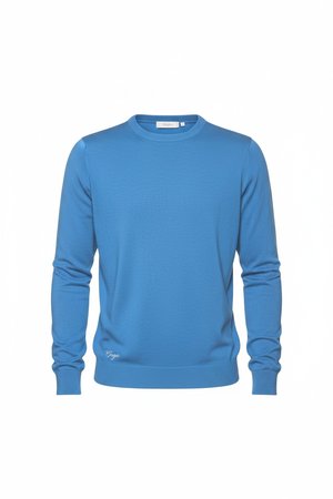 Classic Blue Crew Neck Knit Sweater