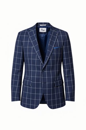 Navy Windowpane Check Blazer