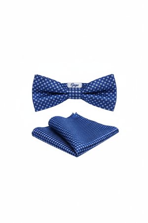 Zestaw: niebieska muszka w kratkę i pasująca poszetka