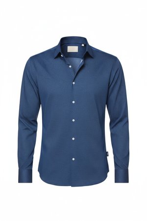 Blue Dotted Slim Fit Long Sleeve Shirt