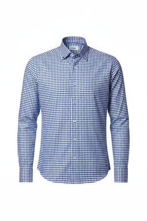 Classic Blue Gingham Check Button-Down Shirt