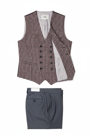 Patterned Double-Breasted Vest & Tailored Trousers