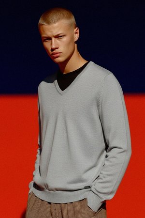 Classic Grey V-Neck Sweater