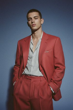 Stylowa teksturowana marynarka ze złotymi guzikami