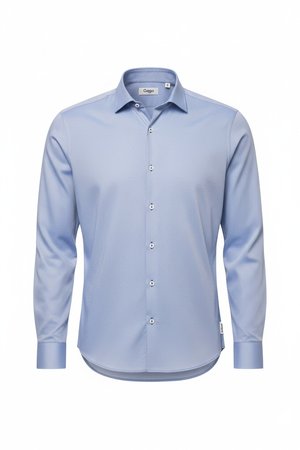 Blue Micro-Patterned Long Sleeve Shirt