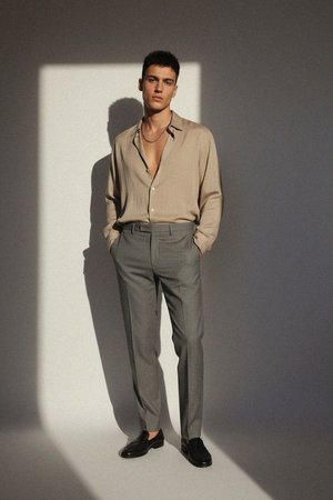 Klasyczne szare spodnie o regularnym kroju