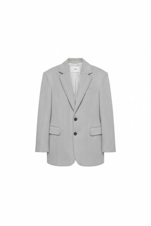 Luźna szara marynarka w jodełkę